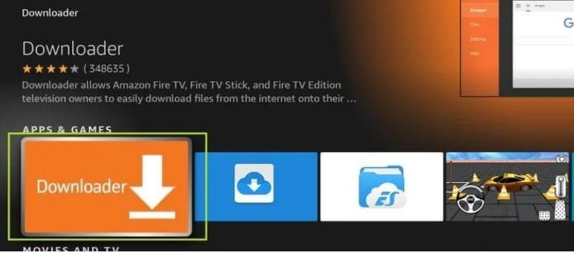 Pretraga Downloader aplikacije na Amazon Fire TV Stick