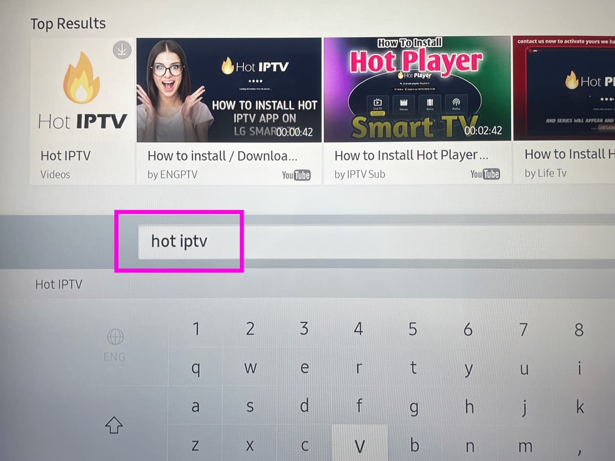 Pretraga Hot IPTV aplikacije u Samsung App Store